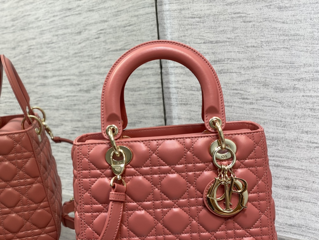 Medium Lady Dior Bag Coral Cannage Lambskin